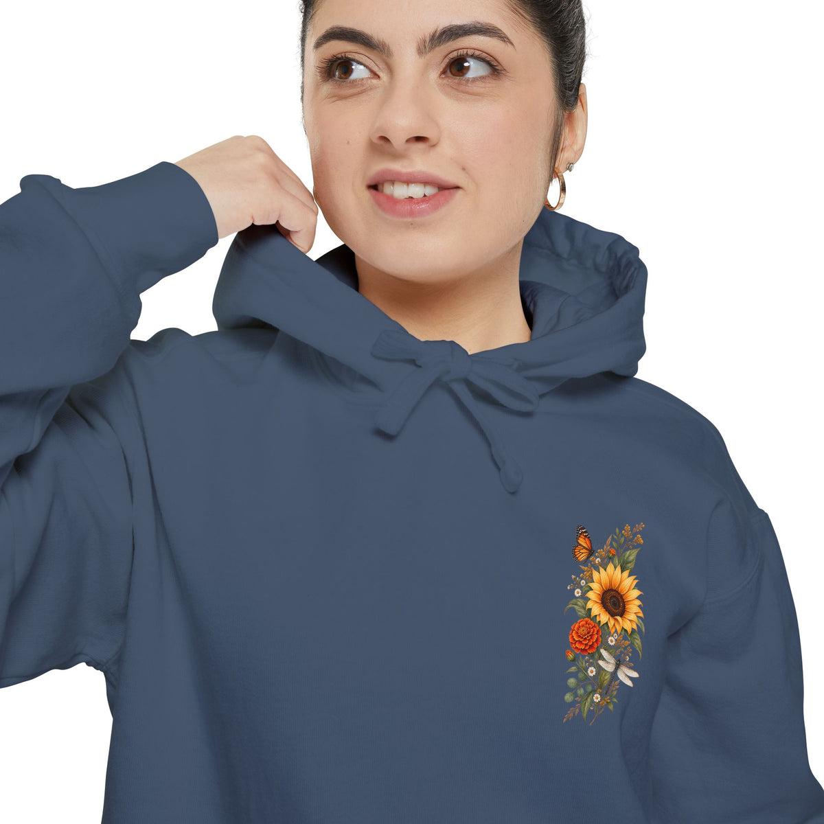 Sunflowers and Marigold Garment-Dyed Hoodie