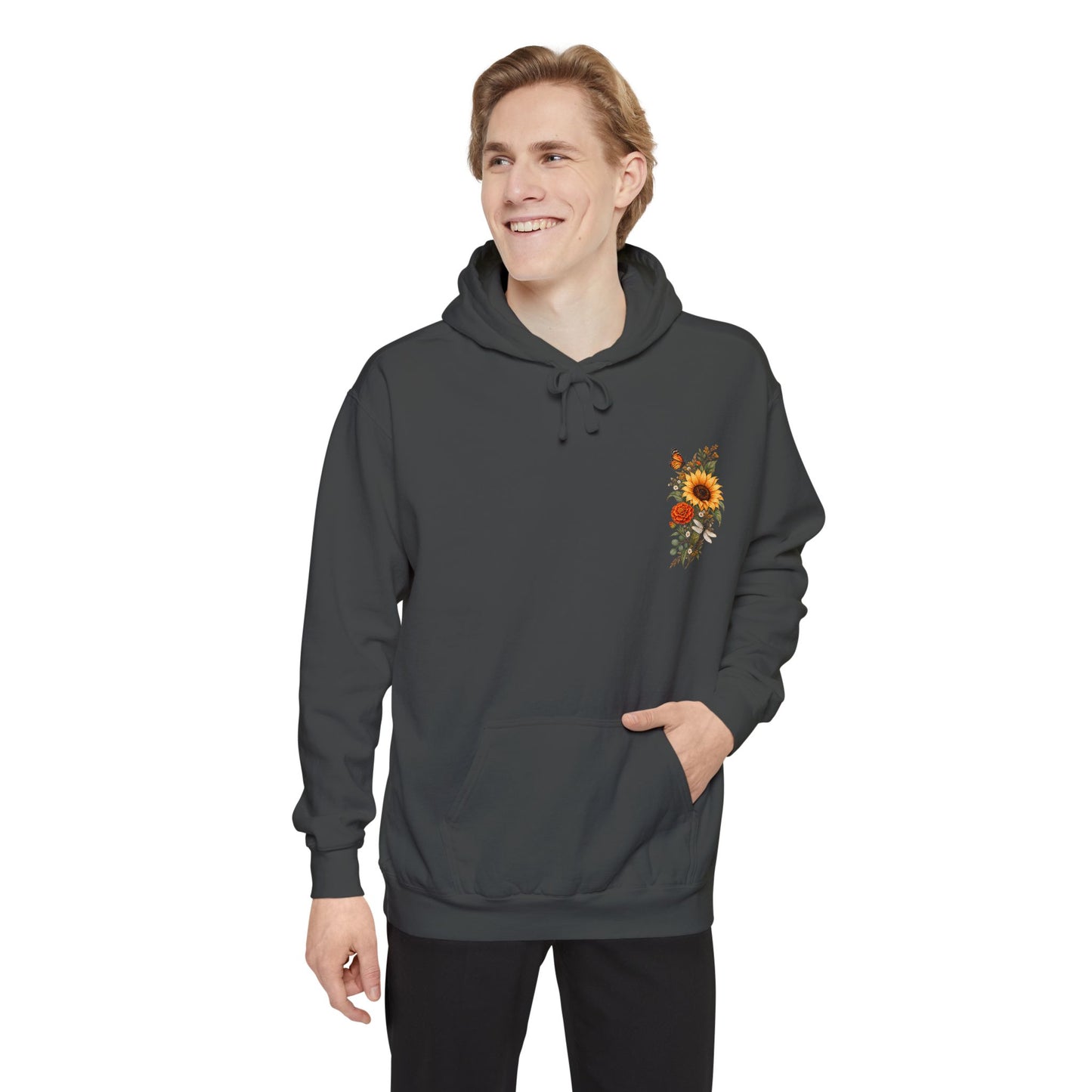 Sunflowers and Marigold Garment-Dyed Hoodie