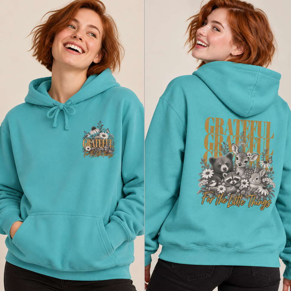 Grateful Woodland Animals Hoodie | Vintage Floral Nature Sweatshirt